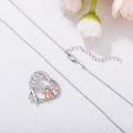 wholesale 925 Sterling Silver Heart-Shaped Girls with Flowers Necklace for Women-0-3
