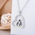 wholesale 925 Sterling Silver Penguin Family Heart Pendant Necklace s for Women-0-1