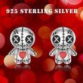 wholesale 925 Sterling Silver Metal Stone Voodoo Doll Stud Earrings Gothic Horror Skull Ghost Jewelry for Women Girls Gift-0-2