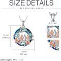 wholesale 925 Sterling Silver Rainbow Crystal Rose Flower Sisters Circle Pendant Necklace-0-5