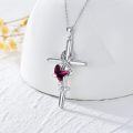 wholesale  Sterling Silver Stone Cross Necklace for Women I Love You Religious Jewelry Gift for Mother Daughter -0-10