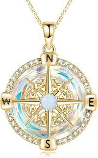 wholesale 925 Sterling Silver Compass Necklace for Women with Crystal Pendant Jewelry Graduation Gift for Teen Girls-undefined