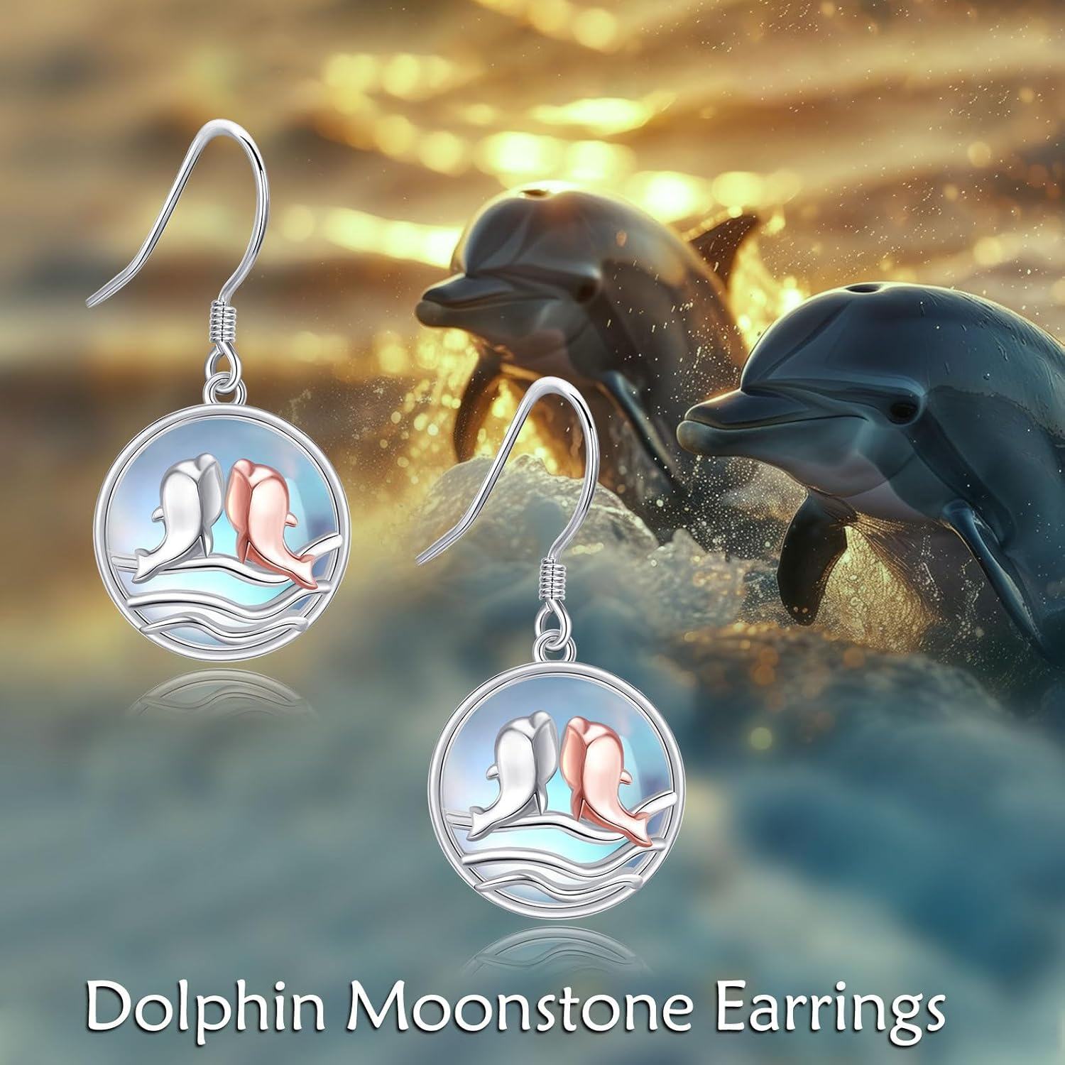 Sterling Silver Dolphin Teardrop Filigree Dangle Earrings for Women-0-4