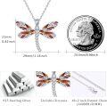 wholesale 925 Sterling Silver CZ Inlaid Red Abalone Shell Dragonfly Pendant Necklace for Women and Girls-0-4