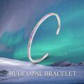 wholesale 925 Sterling Silver Opal Cuff Bangle Bracelet Hypoallergenic Gift for Women-0-4
