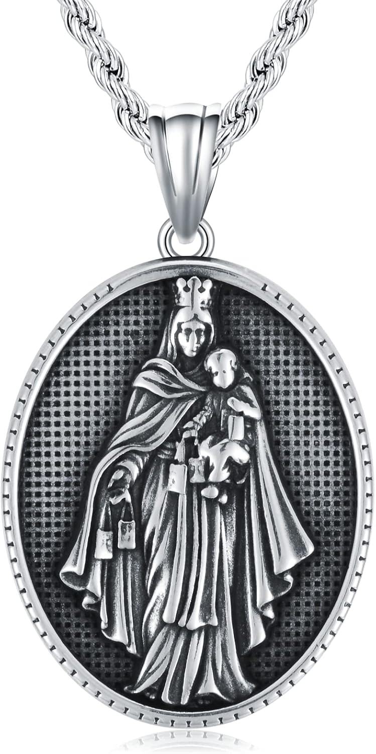 Stainless Steel Medal Saint Patron Necklace for Men Women Religious Gift-Virgin Mary 2