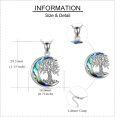 wholesale 925 Sterling Silver & Abalone Shell Moon Tree of Life Cremation Urn Necklace for Ashes, Perfume, Hair, Memorial Keepsake Jewelry Gift-0-4