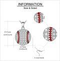 wholesale 925 Sterling Silver Baseball Pendant Necklace with Cubic Zirconia Stones Sport Fan Gifts for Her-0-3
