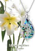 wholesale 925 Sterling Silver Teardrop Cremation Jewelry for Ashes with Abalone Shell Birth Flower Urn Necklace w/Funnel Filler Memorial Keepsake Jewelry for Women-0-3