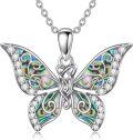 wholesale 925 Sterling Silver Abalone Shell Butterfly Pendant Necklace for Women Girls Gifts Jewelry-0-0