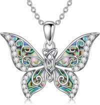 wholesale 925 Sterling Silver Abalone Shell Butterfly Pendant Necklace for Women Girls Gifts Jewelry-Butterfly-2