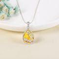 wholesale 925 Sterling Silver Teardrop Amber Pendant with Flower and Dragonfly Design-0-2