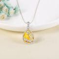 wholesale 925 Sterling Silver Teardrop Amber Pendant with Flower and Dragonfly Design-0-2