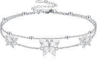 wholesale 925 Sterling Silver Butterfly Charm Ankle Anklets for Women Girls Christmas Gift Ideas-BUTTERFLY
