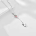 wholesale 925 Sterling Silver Phantom of The Opera Mask Pendant with Rose Flower Chain Necklaces Gifts for Women-0-3