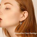 wholesale TOUPOP Birthstone Cross Earrings 925 Sterling Silver Heart Cross Drop Dangle Earrings Fine Jewelry Birthday Christmas Gifts For Women Her -0-1