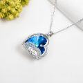 wholesale 925 Sterling Silver Blue Crystal Angel Baby Memorial Necklace for Women - Miscarriage Infant Loss Gift for Mom-0-2