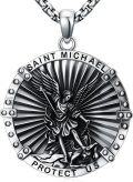 wholesale 925 Sterling Silver Saint Michael Archangel Oval Round Medal Necklace with 22+2 Chain-0-0