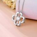wholesale 925 Sterling Silver 1CT Moissanite Four-Leaf Clover Pendant Necklace with Chain (Total Length: Adjustable from 37 to 45 cm)-0-4