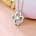 wholesale 925 Sterling Silver 1CT Moissanite Four-Leaf Clover Pendant Necklace with Chain (Total Length: Adjustable from 37 to 45 cm)-0-4