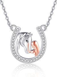 wholesale 925 Sterling Silver Horse Pendant Necklace for Women Girls Mothers Day Gift Jewelry Accessories-Horse and Girl
