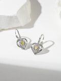 wholesale 925 Sterling Silver Yellow Citrine Daisy Flower Heart Drop Dangle Lever Back Earrings for Women-0-1