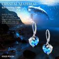 wholesale 925 Sterling Silver Blue Crystal Heart & Dolphin Stud Earrings for Women-0-5