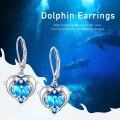 wholesale 925 Sterling Silver Blue Crystal Heart Dolphin Wave Stud Earrings for Women-0-5