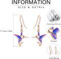 wholesale 925 Sterling Silver Purple Opal Hummingbird Dangle Drop Earrings for Women-0-5