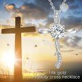 wholesale 14K Gold Women's Cross Necklace with Cubic Zirconia Infinity Crucifix Pendant - Baptism Faith  for Mom Wife GF (18 Chain)-0-1