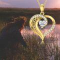 wholesale 14K Gold Heart-Shaped Pendant Necklace with Cubic Zirconia Stones - 18 Inches Chain Length-0-1