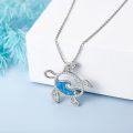 wholesale 925 Sterling Silver Blue Opal Sea Turtle Pendant Necklace for Women Girls  45cm Chain Length-0-3