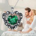 wholesale 925 Sterling Silver Green Heart-Shaped Peridot & Cubic Zirconia Pendant Necklace for Women-0-4