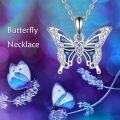 wholesale 925 Sterling Silver Blue Enamel Butterfly Pendant Necklaces for Women Gifts-0-1