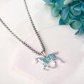wholesale 925 Sterling Silver Horse Turquoise Stone Pendant Necklace  for Women and Girls 48cm Chain Length-0-3