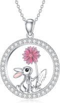 wholesale 925 Sterling Silver Bunny Flower Pendant Necklace for Women Gifts-0-0