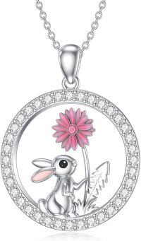 wholesale 925 Sterling Silver Bunny Flower Pendant Necklace for Women Gifts-Bunny Necklace