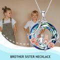 wholesale TOUPOP Gifts For Sister From Brother Sterling Silver Rose Flower Pendant Necklace Brother And Sister Blue Crystal Jewelry Jewelry Christmas Birthday Gifts For Sister From Brother -0-1