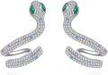 wholesale 925 Sterling Silver Multicolor CZ Snake Stud Earrings for Women and Girls-0-0