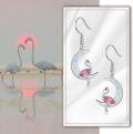 wholesale 925 Sterling Silver Pink Crystal Flamingo Crescent Moon Dangle Earrings for Women Girls Gift Idea-0-5