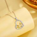 wholesale 925 Sterling Silver Love You Forever Pendant with Gold Duck and Flower Charm Necklace for Women Gifts-0-2