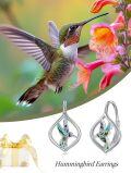 wholesale 925 Sterling Silver Hummingbird Abalone Shell Leverback Dangle Drop Hoop Earrings for Women Gifts-0-1