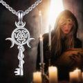 wholesale 925 Sterling Silver Key of Life Pendant Necklaces with Triple Moon Goddess Symbol and Snake Design - Spiritual  for Women-0-5