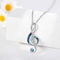 wholesale 925 Sterling Silver Abalone Shell Musical Note Pendant Necklace with Cubic Zirconia for Women-0-3