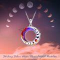 wholesale 925 Sterling Silver Rainbow Crystal Round Triple Goddess Glowing Moon Phase Pendant Necklace for Women-0-4
