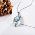 wholesale 925 Sterling Silver Blue Opal Phoenix Bird Pendant Necklace Gemstone s for Women Girls-0-2