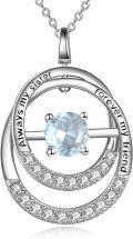 wholesale TOUPOP Sister Gifts From Sister Sterling Silver Double Circle Aquamarine Pendant Necklace With March Birthstone Jewerly Always My Sister Forever My Friend Birthday Christmas Gifts For Women Friends -0-0