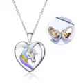 TOUPOP Sterling Silver Heart Photo Locket Pendant Necklace For Women Birthday Gifts-0-0
