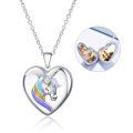 TOUPOP Sterling Silver Heart Photo Locket Pendant Necklace For Women Birthday Gifts-0-0