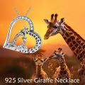 wholesale 925 Sterling Silver Mother Baby Giraffe Heart Pendant Necklace Platinum Plated Cz Crystal-0-2